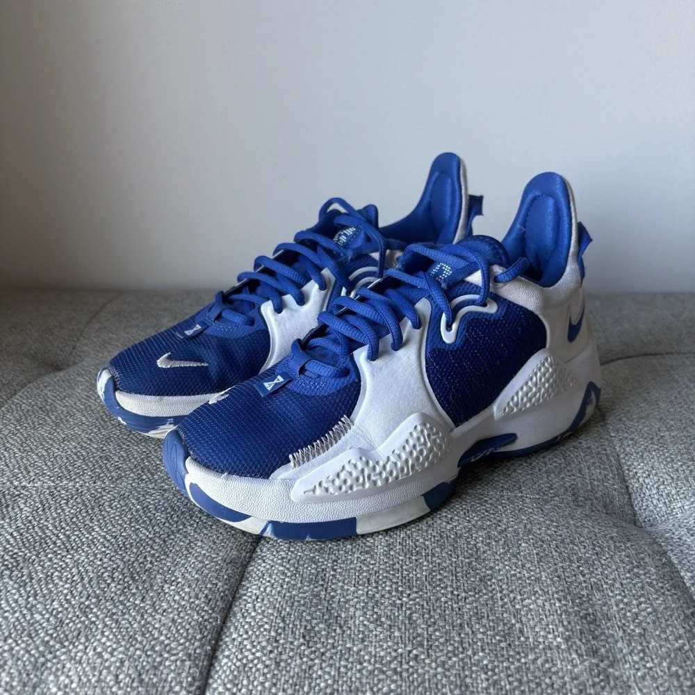 Nike Paul George PG 5 TB Royal Blue White Basketball Shoes Sneakers Sz 4.5 Youth